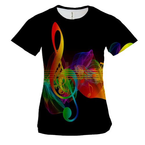 Женская 3D футболка музыкальная радуга
