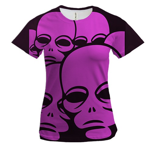 Женская 3D футболка с розовыми пришельцами