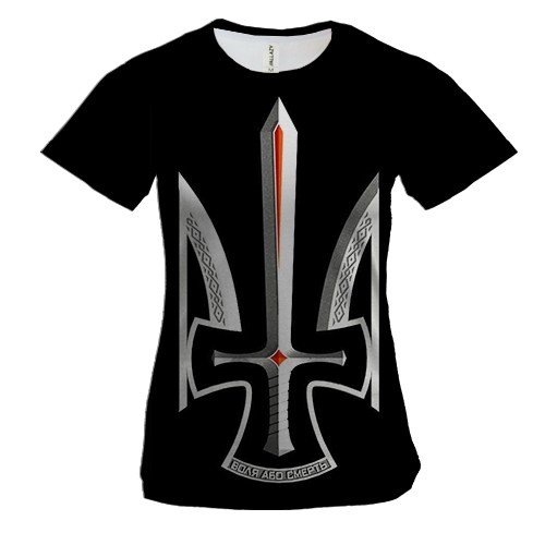 Жіноча 3D футболка з гербом України і мечем