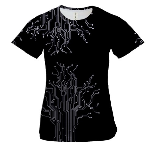 Женская 3D футболка со схемой деревом