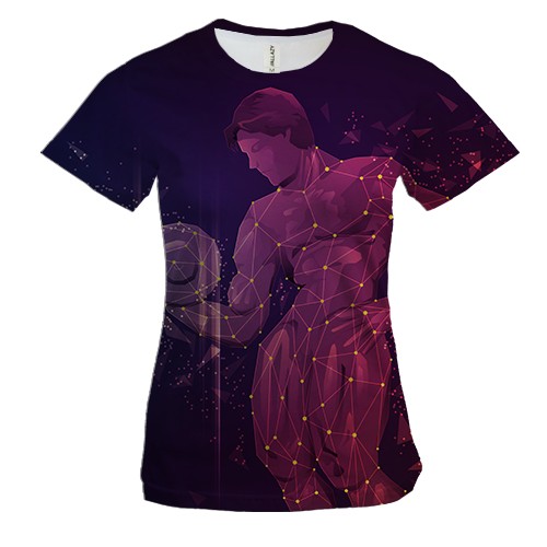 Жіноча 3D футболка з червоним бодибилдером