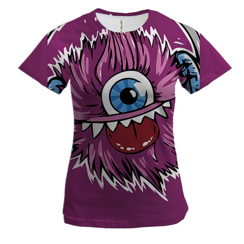 Жіноча 3D футболка з пухнастим істотою