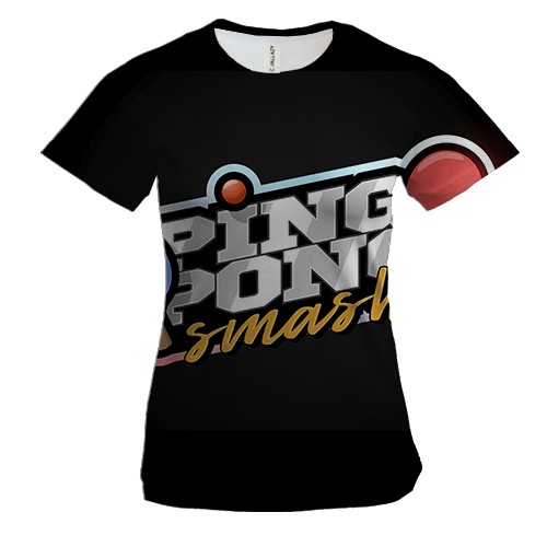 Женская 3D футболка Ping pong smash