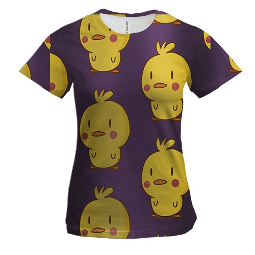 Женская 3D футболка с желтыми цыплятами