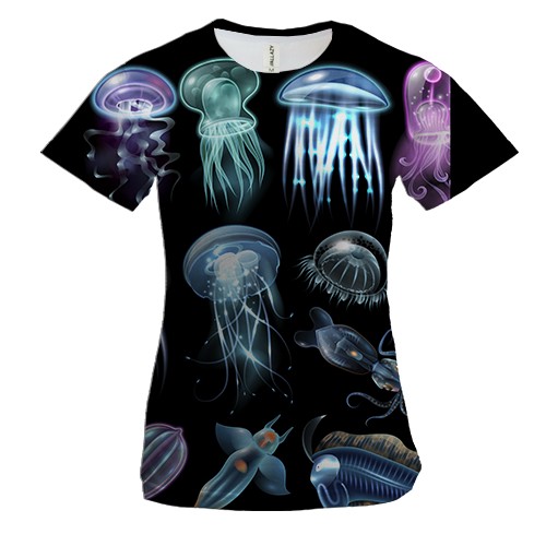 Жіноча 3D футболка з світяться медузами