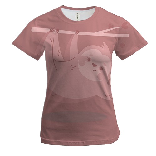 Женская 3D футболка с девочкой ленивцем