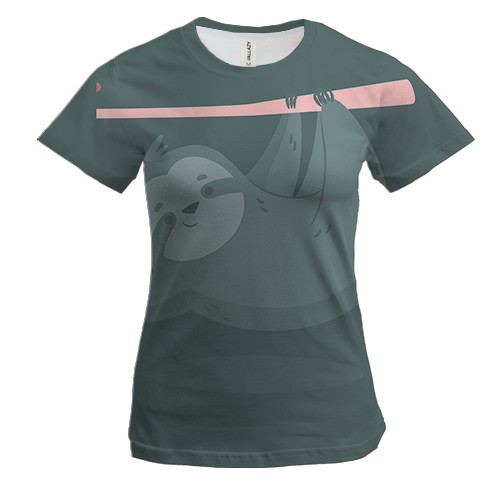 Женская 3D футболка с мальчиком ленивцем