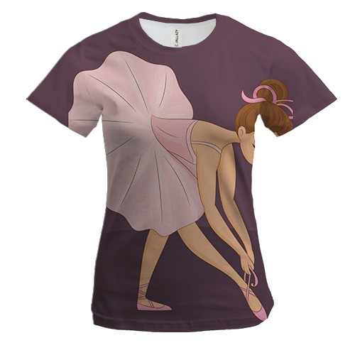 Женская 3D футболка с маленькой балериной