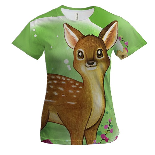 Жіноча 3D футболка з маленьким оленям