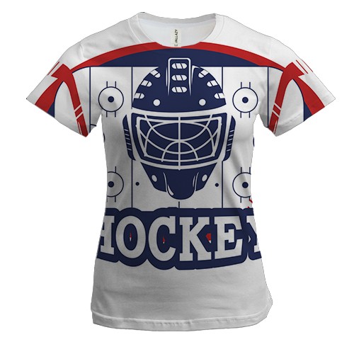 Женская 3D футболка с вратарем хоккеистом