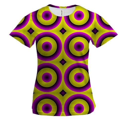 Жіноча 3D футболка з бузкової кругової оптичною ілюзією