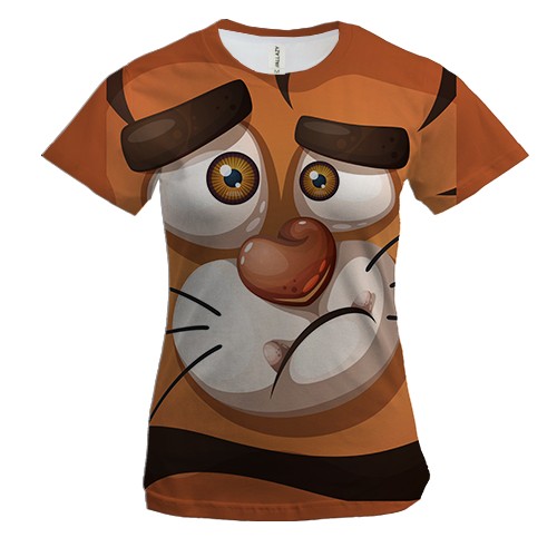 Женская 3D футболка с грустным тигром