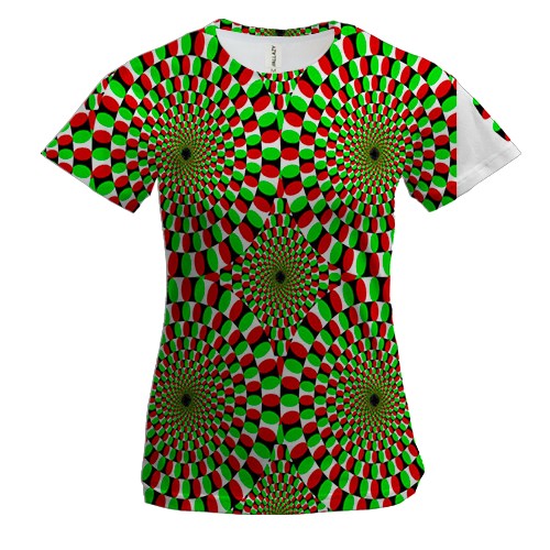 Женская 3D футболка с движущимися кругами (оптическая иллюзия)