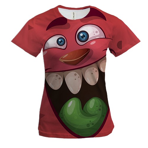 Жіноча 3D футболка з істотою з зеленим  язиком