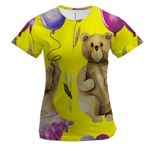 Жіноча 3D футболка з ведмедиками і кульками