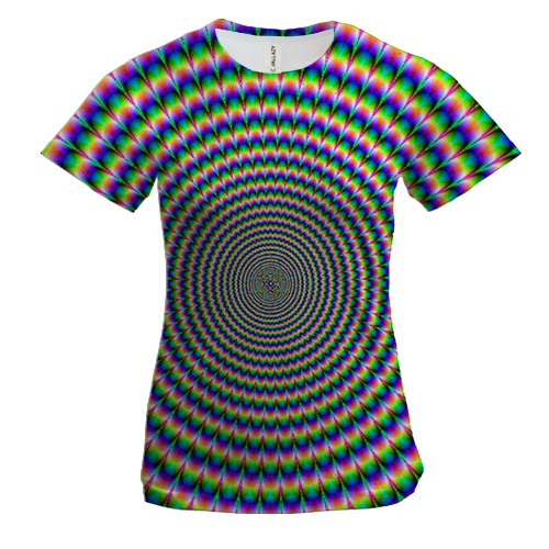 Женская 3D футболка с разноцветным кругом (оптическая иллюзия)