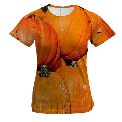 Женская 3D футболка с тыквами и арбузом