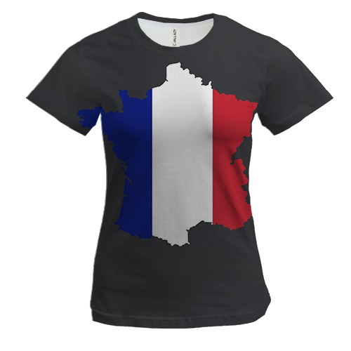 Женская 3D футболка с контурным флагом Франции