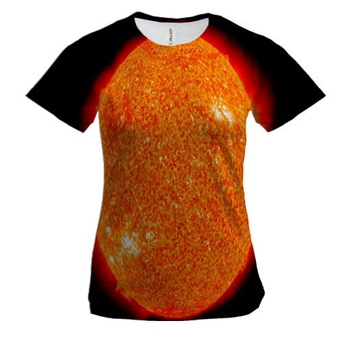 Женская 3D футболка с солнцем в космосе