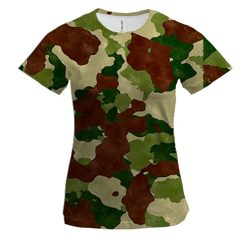 Женская 3D футболка с лесным камуфляжем