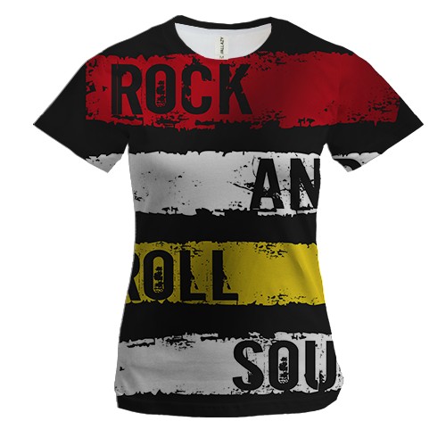 Женская 3D футболка rock and roll soul
