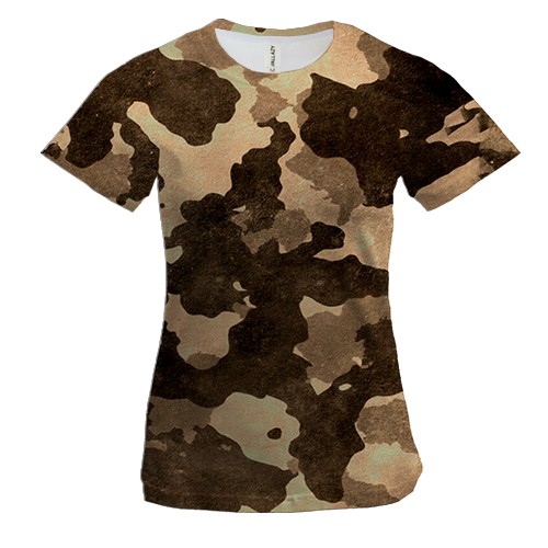 Женская 3D футболка с песчаным камуфляжем