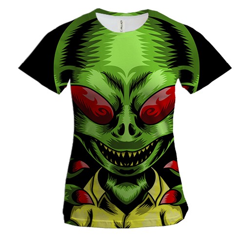 Женская 3D футболка с коварным пришельцем