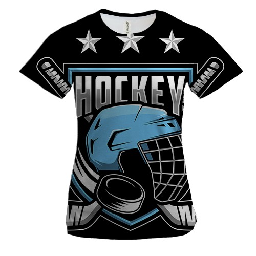 Женская 3D футболка Blue Hockey