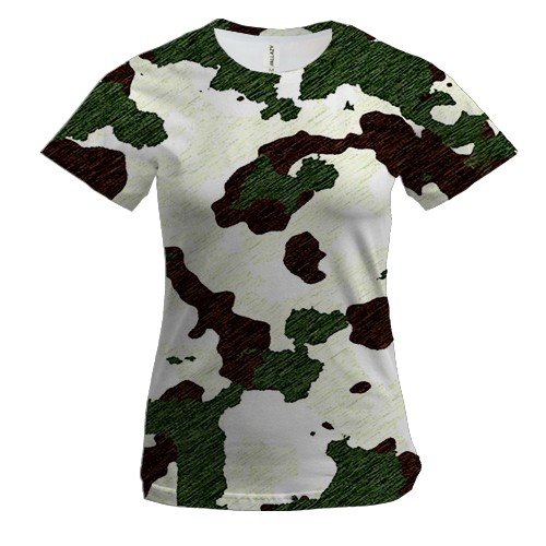 Жіноча 3D футболка с снежным камуфляжем