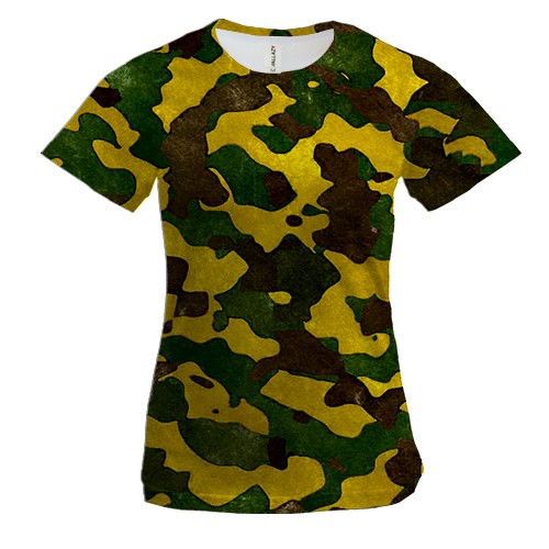 Женская 3D футболка со степным камуфляжем