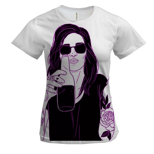 Женская 3D футболка с панк девушкой