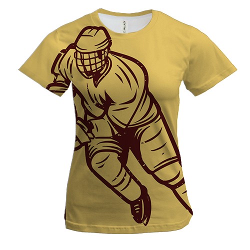 Женская 3D футболка с ретро хоккеистом