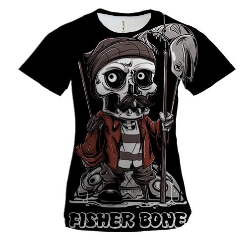 Женская 3D футболка Fisher bone