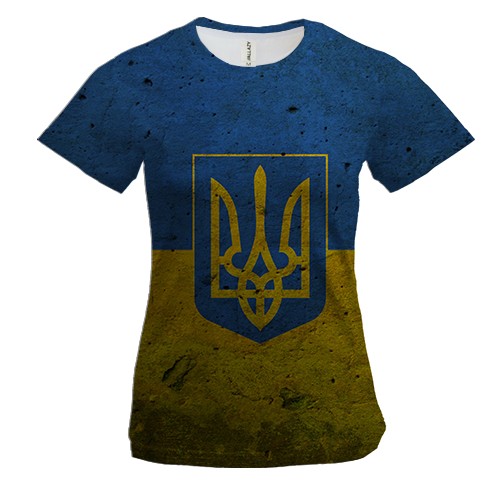 Женская 3D футболка с флагом и гербом Украины