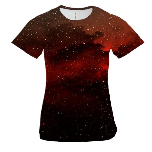 Женская 3D футболка с красным космосом
