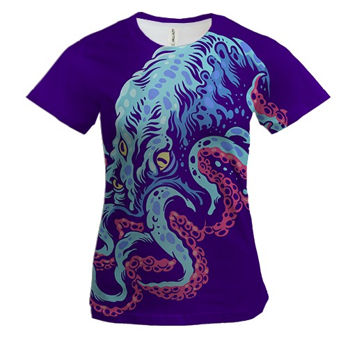 Женская 3D футболка с трехглазым осьминогом
