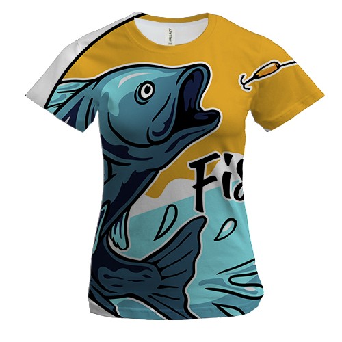 Женская 3D футболка с рыбой и крючком