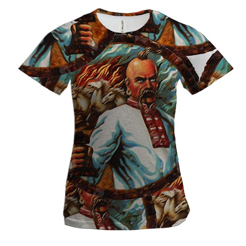 Женская 3D футболка Козак на битве