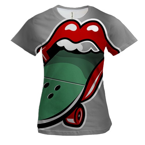 Женская 3D футболка Rolling Stones Skate