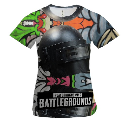 Женская 3D футболка со шлемом из PUBG