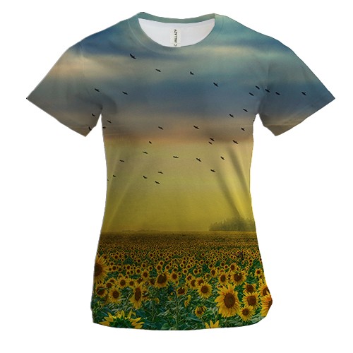 Жіноча 3D футболка з полем соняшників