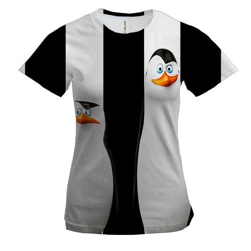 Женская 3D футболка с пингвинами Мадагаскара