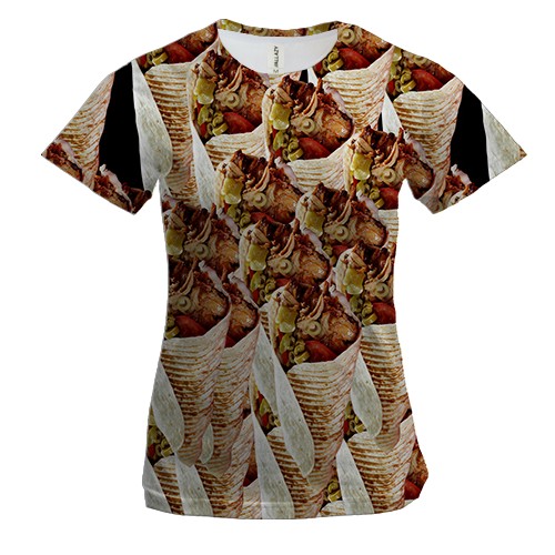 Женская 3D футболка с шаурмой в лаваше