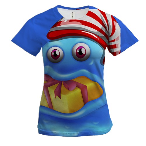 Женская 3D футболка с  синим желейным существом