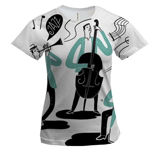 Женская 3D футболка с музыкальным джаз оркестром