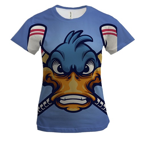 Жіноча 3D футболка з качкою хокеїстом