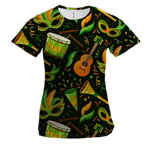 Женская 3D футболка с карнавальными масками