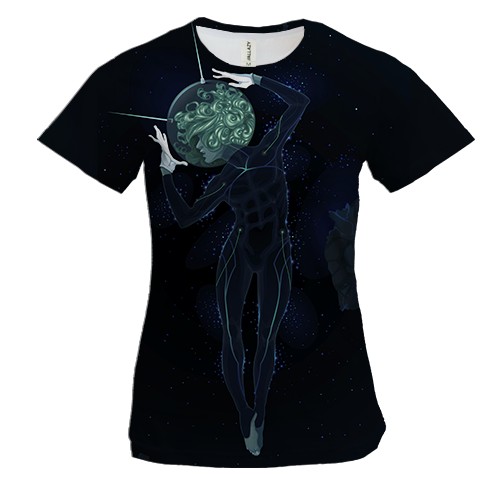 Женская 3D футболка с женщиной в скафандре