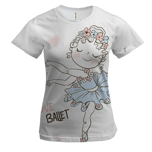 Женская 3D футболка i love ballet