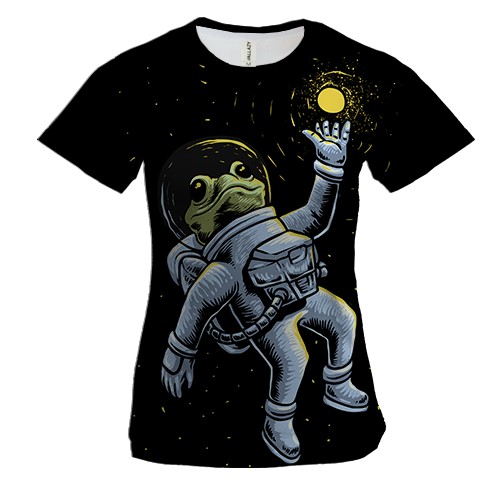 Жіноча 3D футболка з жабою космонавтом